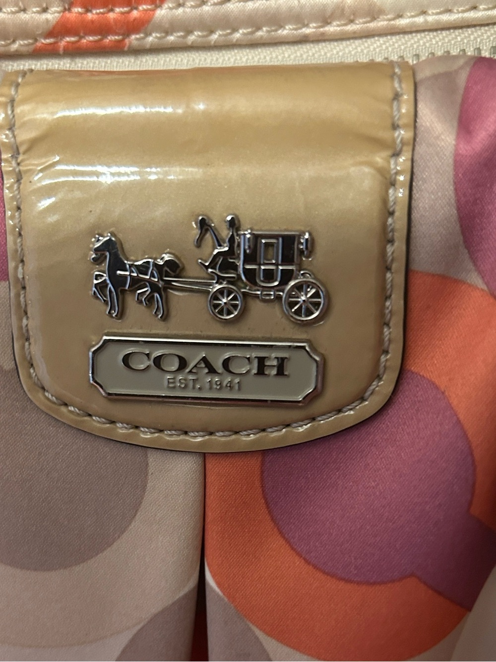Coach 2012 Madison Op Art Multicolor C Print Satchel in Pink, Orange & Cream - Picture 2 of 11